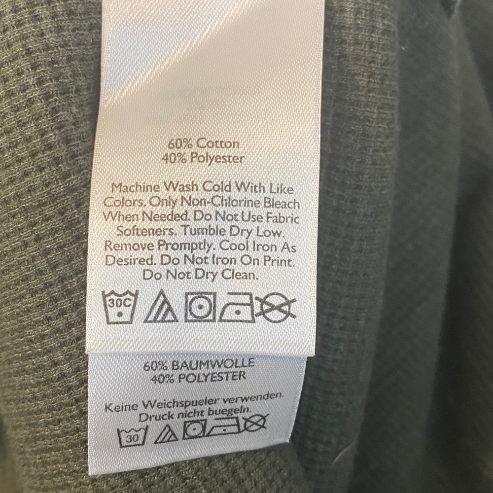 Eddie‎ Bauer Thermal Shirt Mens TL Olive Green Waffle Knit Long Sleeve Hiking - Picture 7 of 8